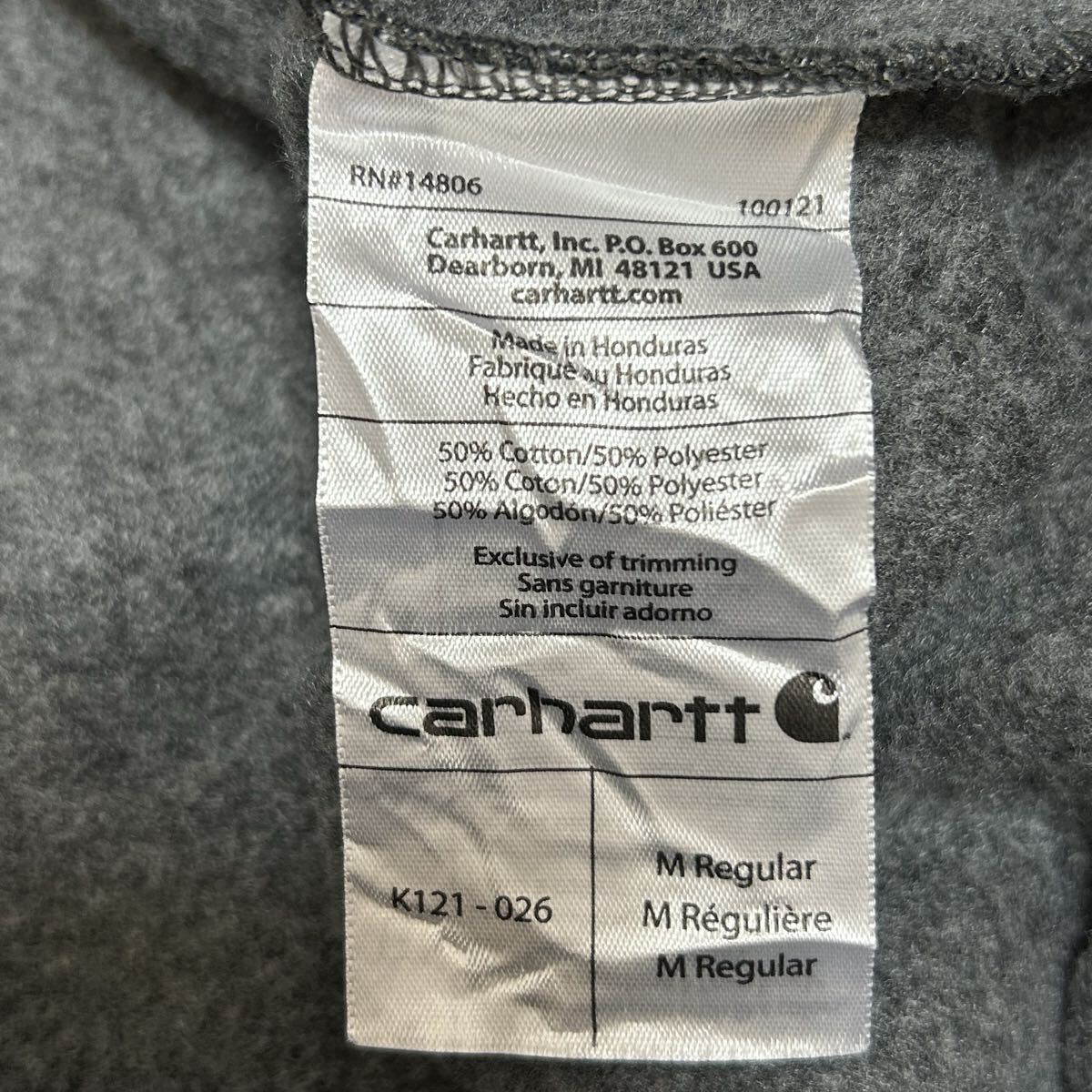 Carhartt カーハート スウェットパーカー オリジナルフィット プルオーバー フーディー 裏起毛 K121-026 グレー メンズ M 古着 _画像7