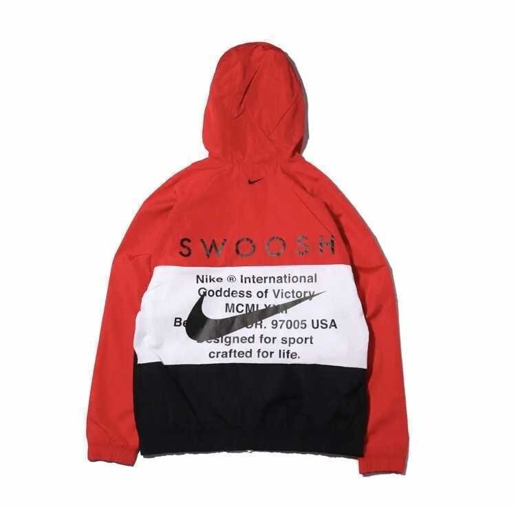 L 新品正規品 NIKE SWOOSH WOVEN JACKET ビッグスウッシュ スウォッシュ フーディ ウーブンジャケット ナイロン　 DD1089-657 赤_画像2