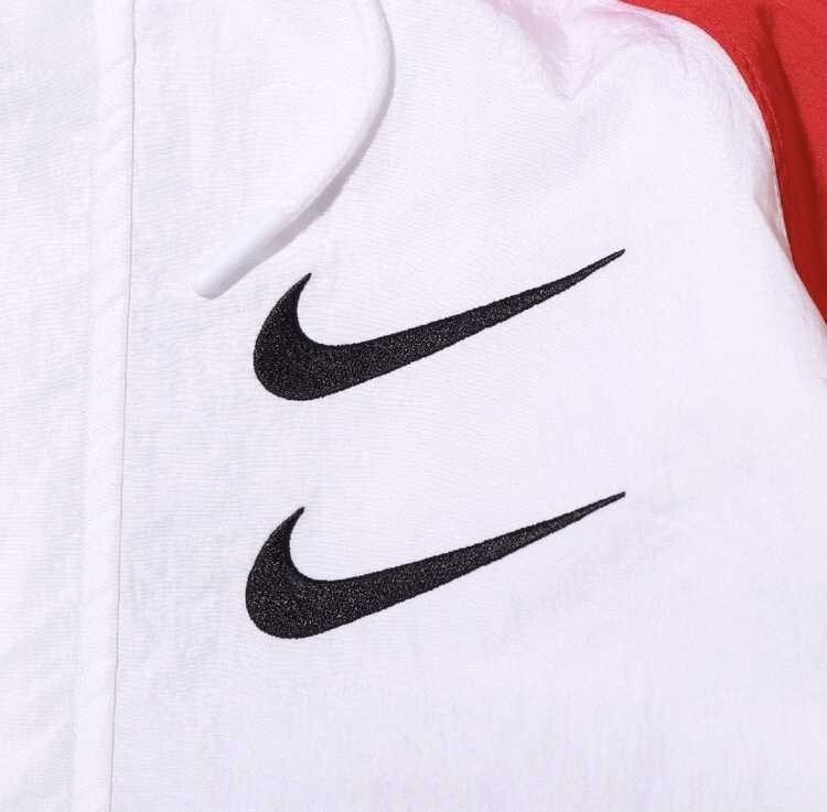 L 新品正規品 NIKE SWOOSH WOVEN JACKET ビッグスウッシュ スウォッシュ フーディ ウーブンジャケット ナイロン　 DD1089-657 赤_画像4