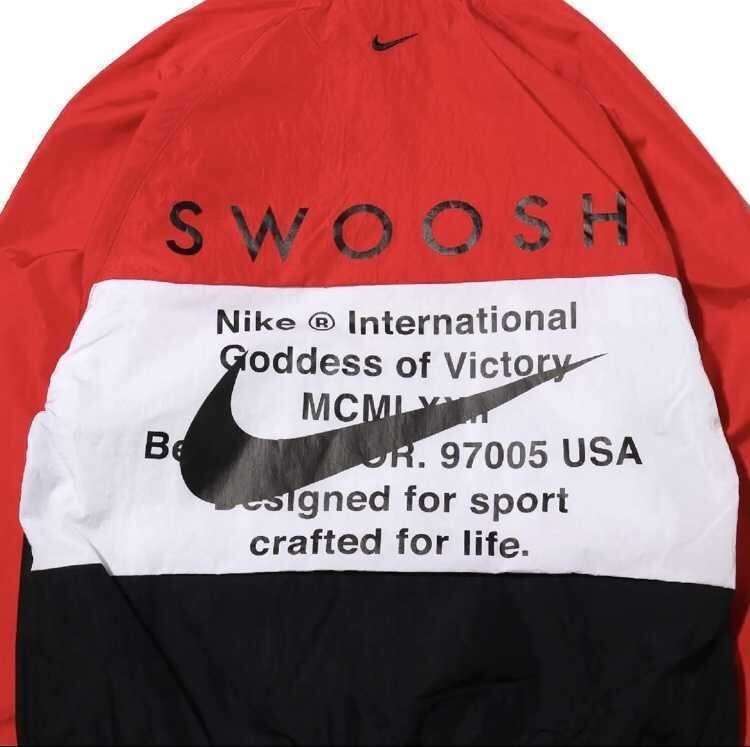 L 新品正規品 NIKE SWOOSH WOVEN JACKET ビッグスウッシュ スウォッシュ フーディ ウーブンジャケット ナイロン　 DD1089-657 赤_画像8