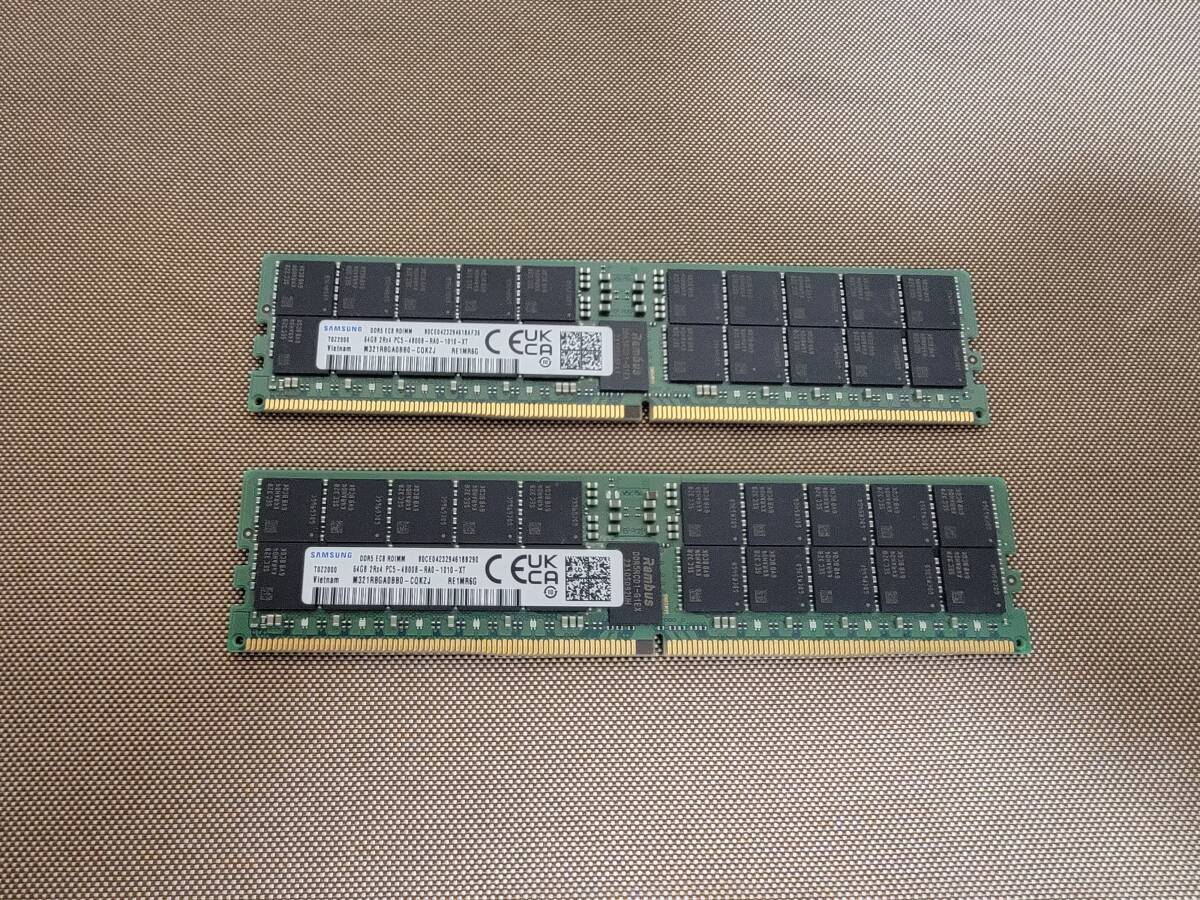 SAMSUNG DDR5 PC5-4800B 64GBx2 128GBセット デスクトップ ワークステーション用 メモリ RDIMM Reg ECC 動作OK_画像1