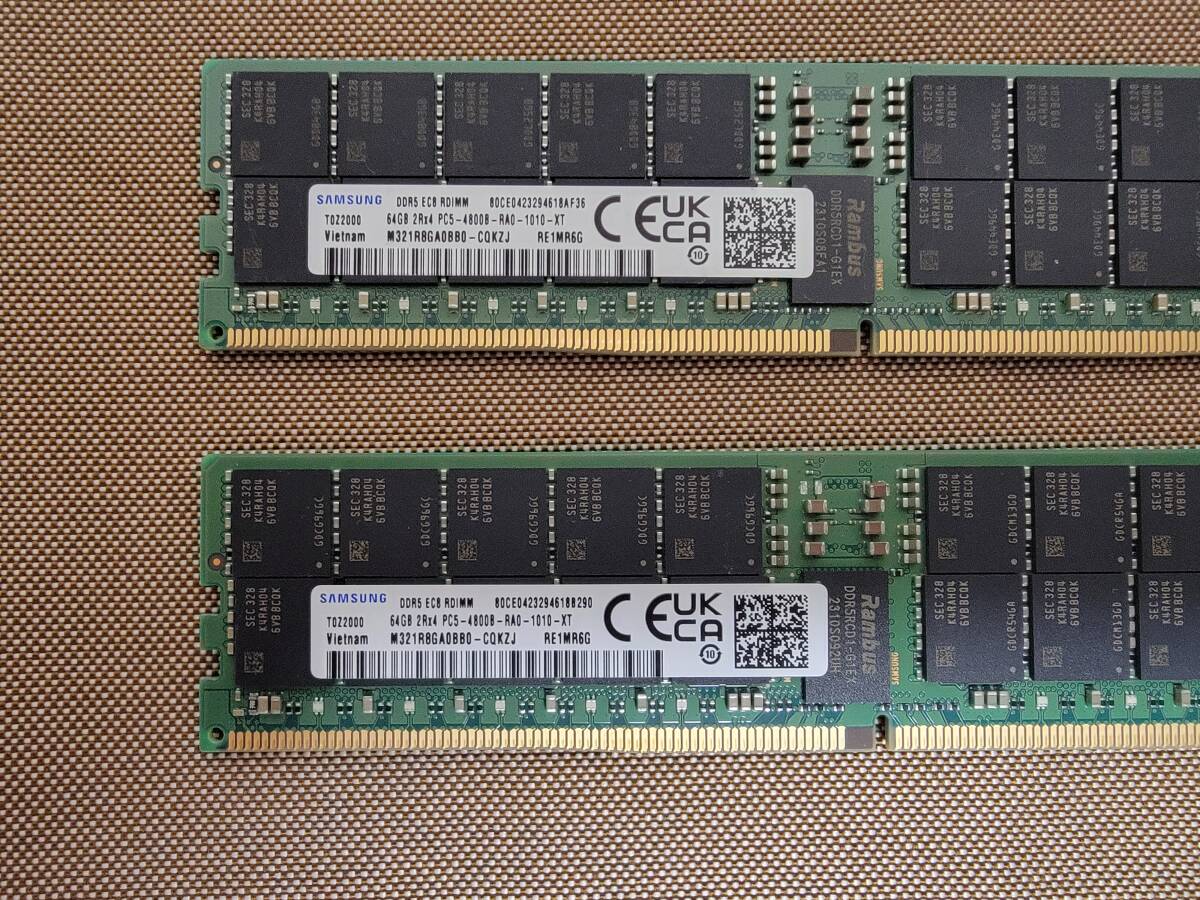 SAMSUNG DDR5 PC5-4800B 64GBx2 128GBセット デスクトップ ワークステーション用 メモリ RDIMM Reg ECC 動作OK_画像2