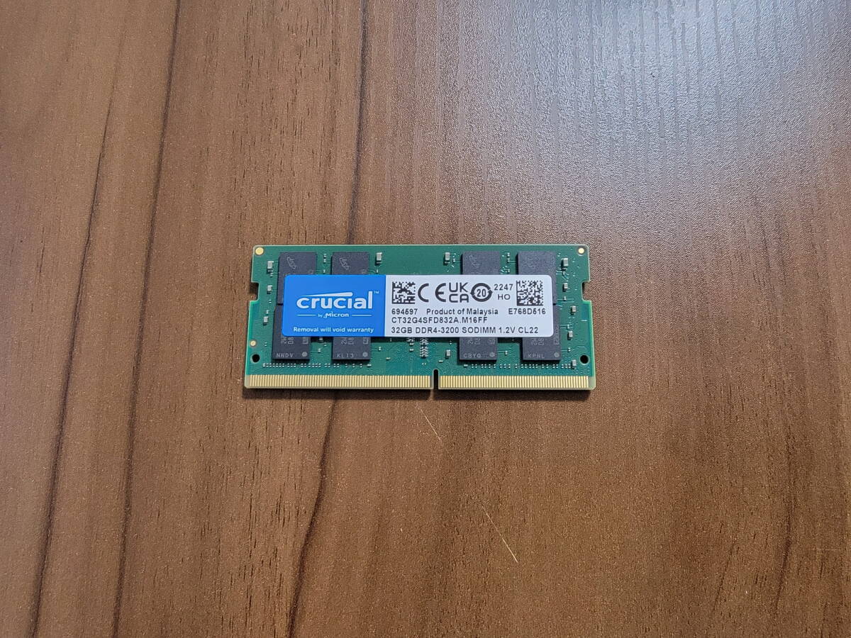 Micron Crucial DDR4 PC4-3200AA 32GBモジュール ノートPC用メモリ 動作OK_画像1