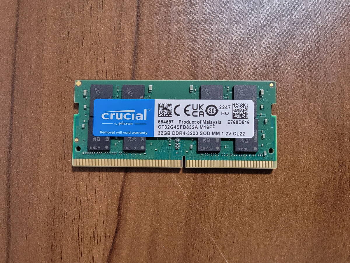 Micron Crucial DDR4 PC4-3200AA 32GBモジュール ノートPC用メモリ 動作OK_画像2