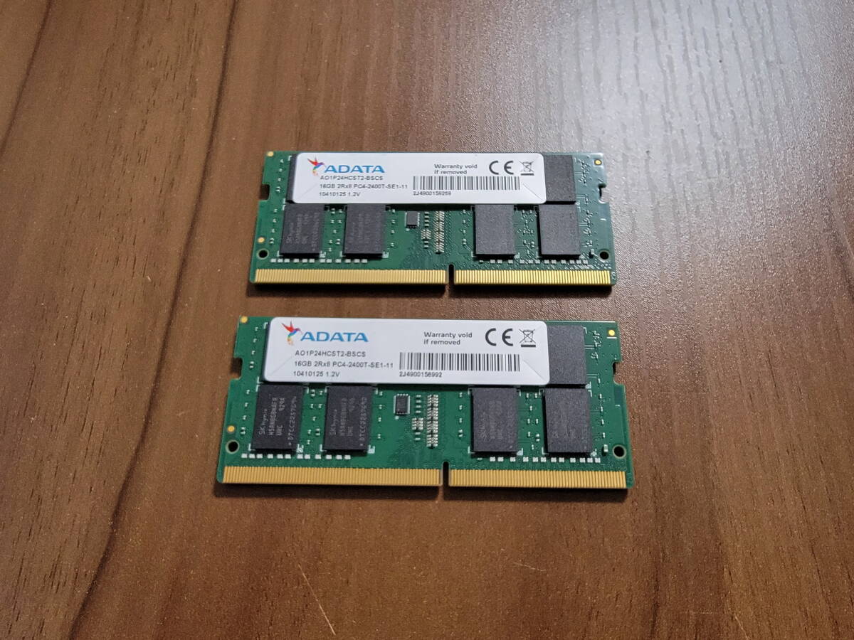 A-DATA DDR4 PC4-2400T SODIMM 16GBx2 32GBセット ノート用メモリ 動作OK_画像1