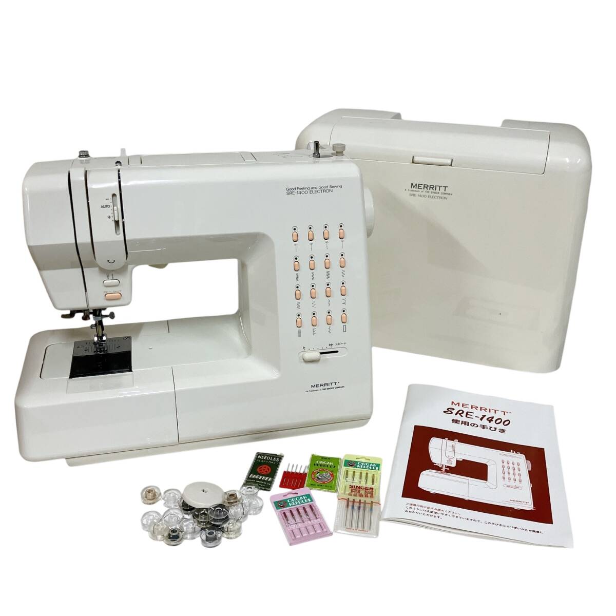 RE335 【動作確認済】シンガー 電子ミシン MERRITT SRE-1400 ミシン 応用縫い 中古 レトロ 服飾 電子機器_画像1
