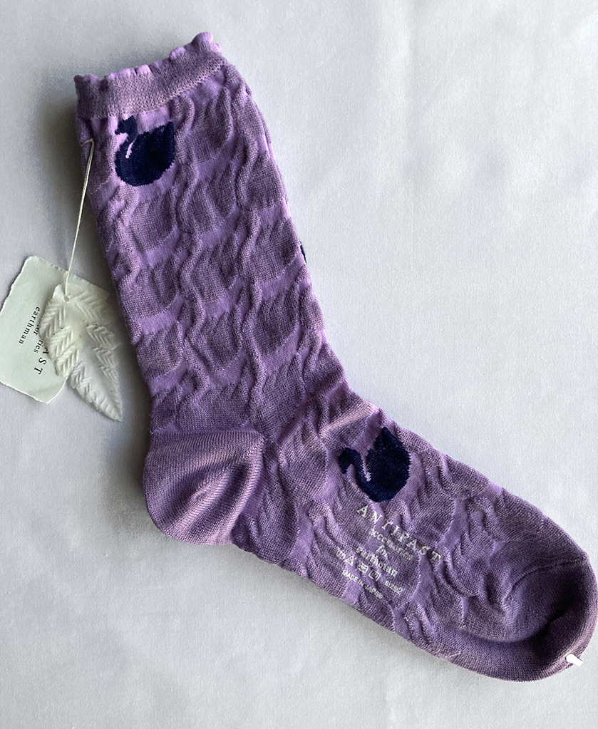 未使用＊ANTIPAST パープル 白鳥 ソックス_画像1