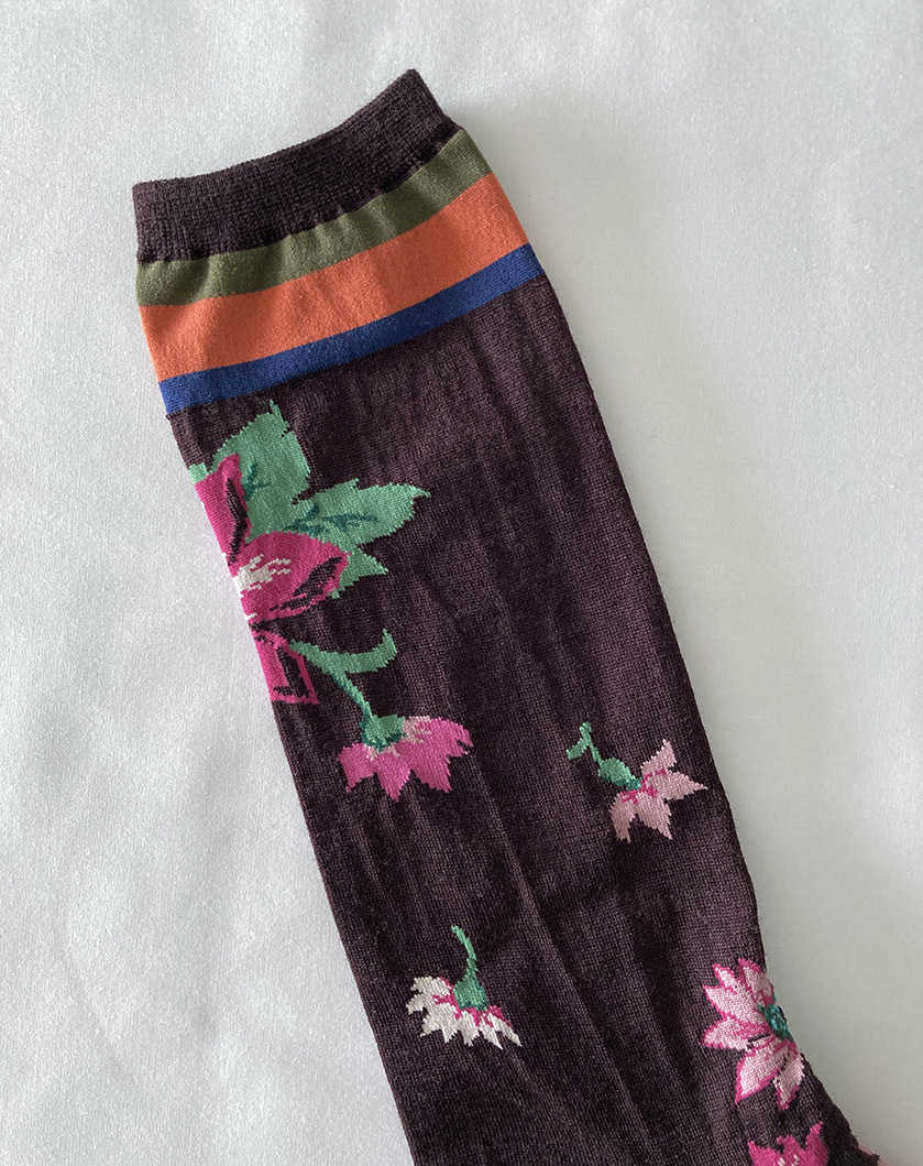 未使用＊ANTIPAST ソックス ボルドー ピンクお花 アンティパスト_画像5