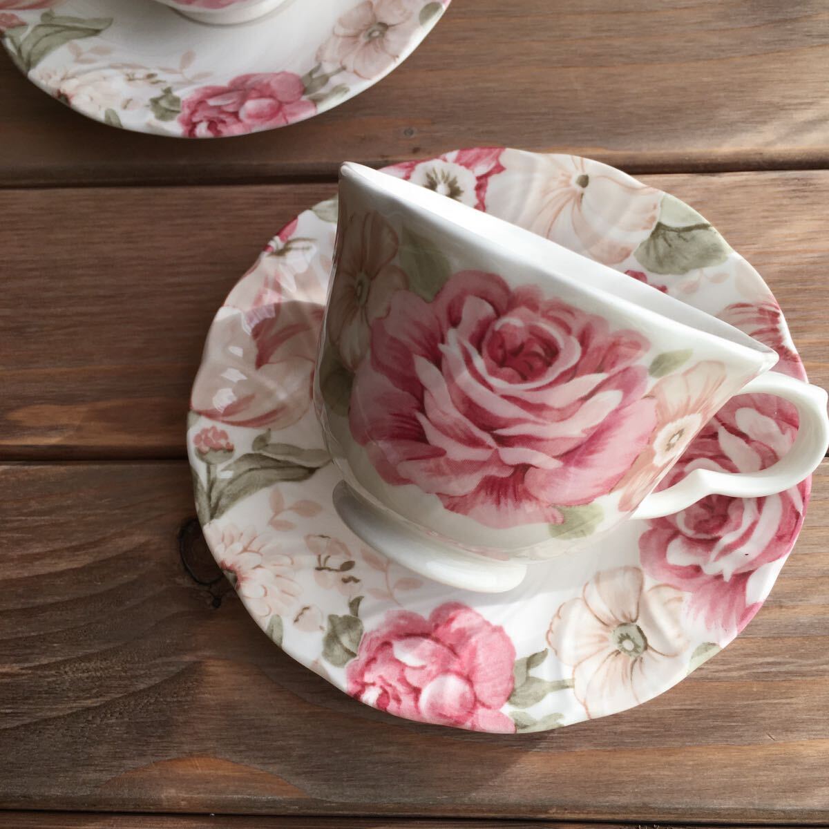 ニッコーNIKKOカップ＆ソーサー2客セット薔薇_画像4