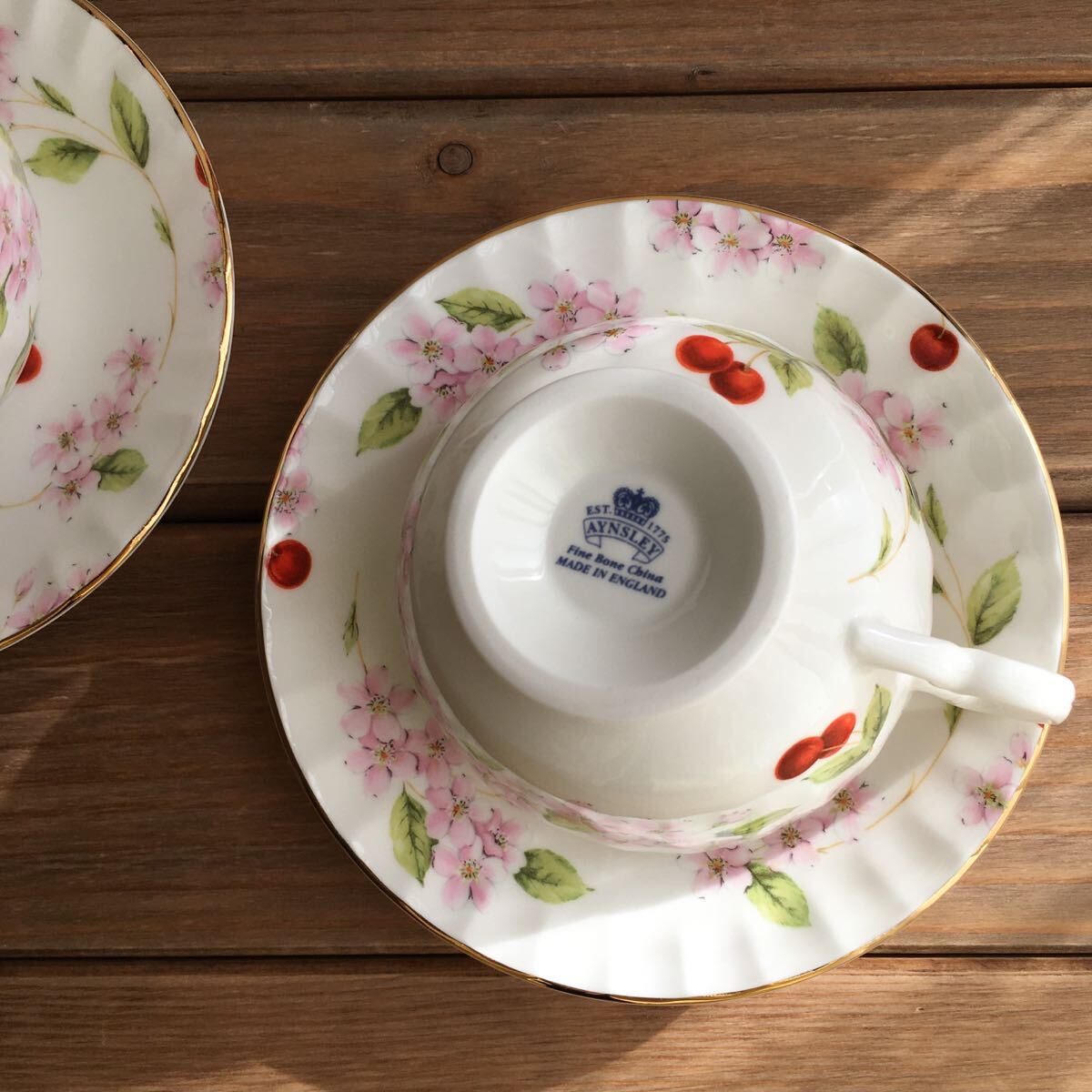 AYNSLEYエインズレイ チェリーブロッサム カップ＆ソーサー2客セット_画像7