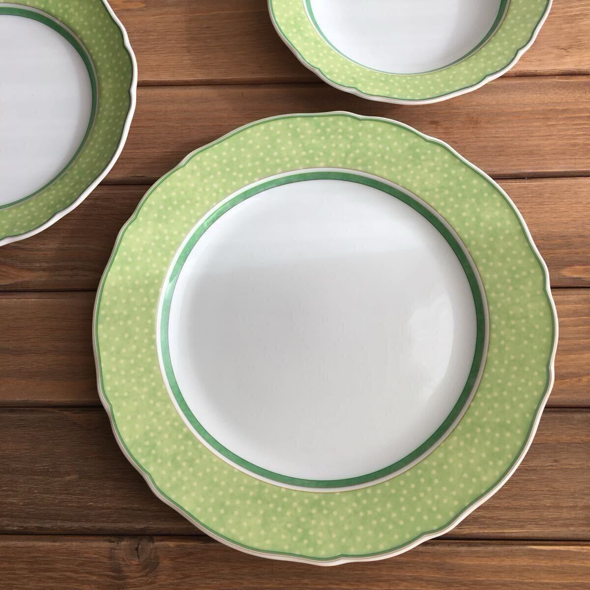 フッチェンロイターHutschenreutherサマードリームプレート3種セット未使用品 グリーンドット◆送料込み◆即配送◆_画像2