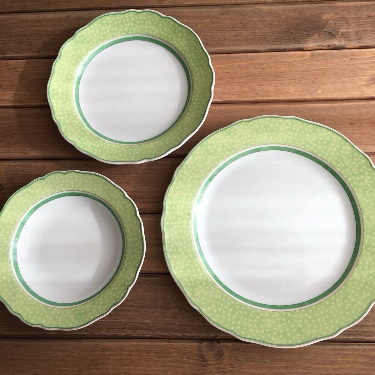フッチェンロイターHutschenreutherサマードリームプレート3種セット未使用品 グリーンドット◆送料込み◆即配送◆_画像4