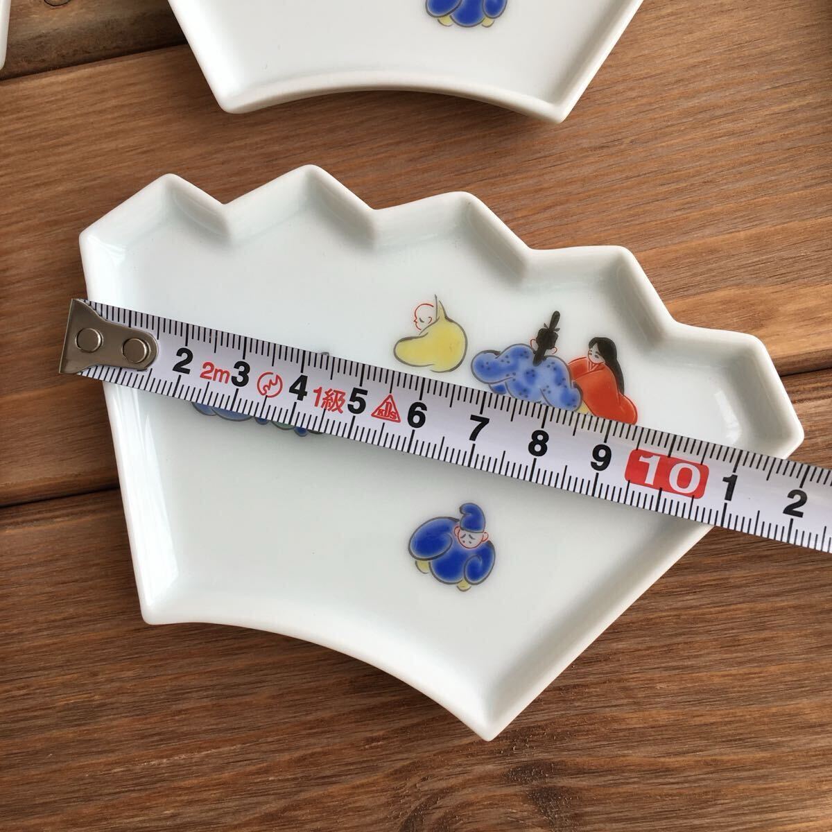 有田焼深川製磁 六歌仙 扇形変形小皿5枚セット未使用品◆送料込み◆即配送_画像5