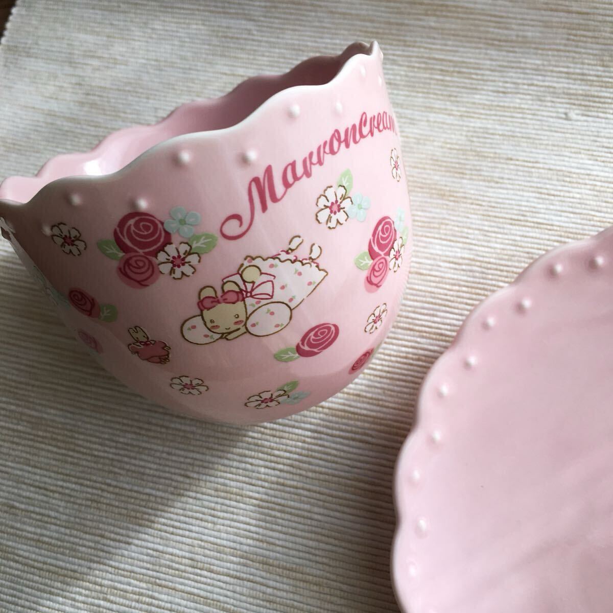 サンリオSANRIOマロンクリーム カップ＆ソーサー未使用品 陶器製ピンクコーヒーカップ_画像4