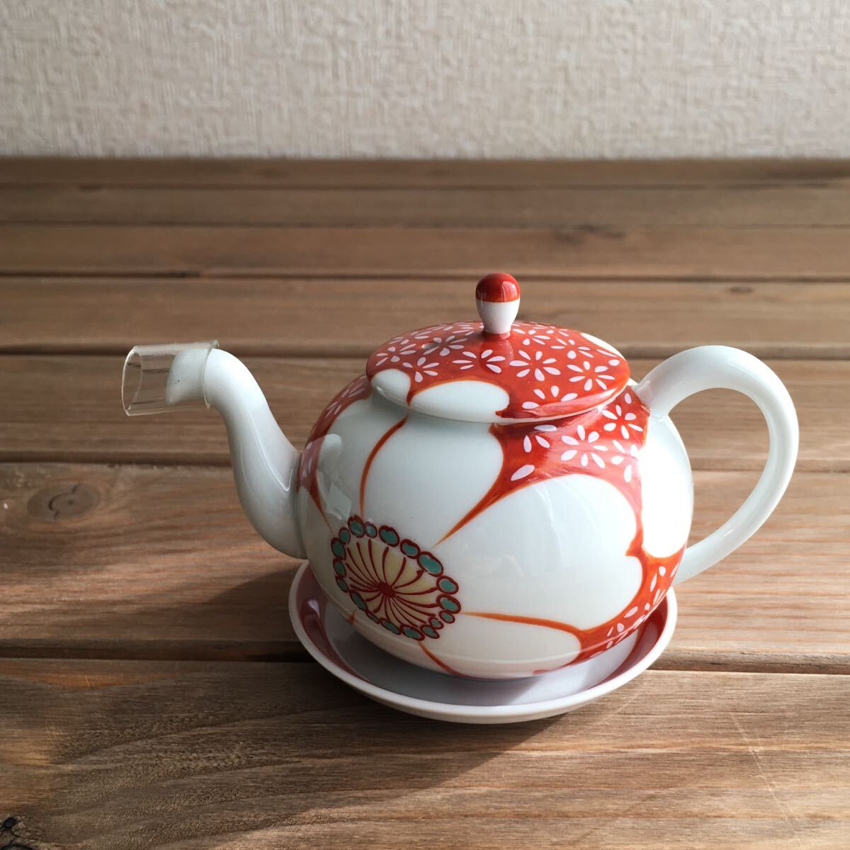 有田焼香蘭社 赤繪町物語 山茶花醤油差し未使用品_画像1