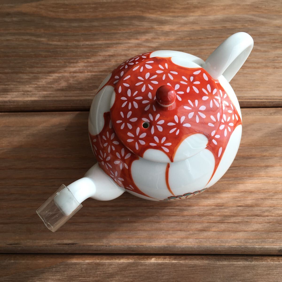 有田焼香蘭社 赤繪町物語 山茶花醤油差し未使用品_画像3