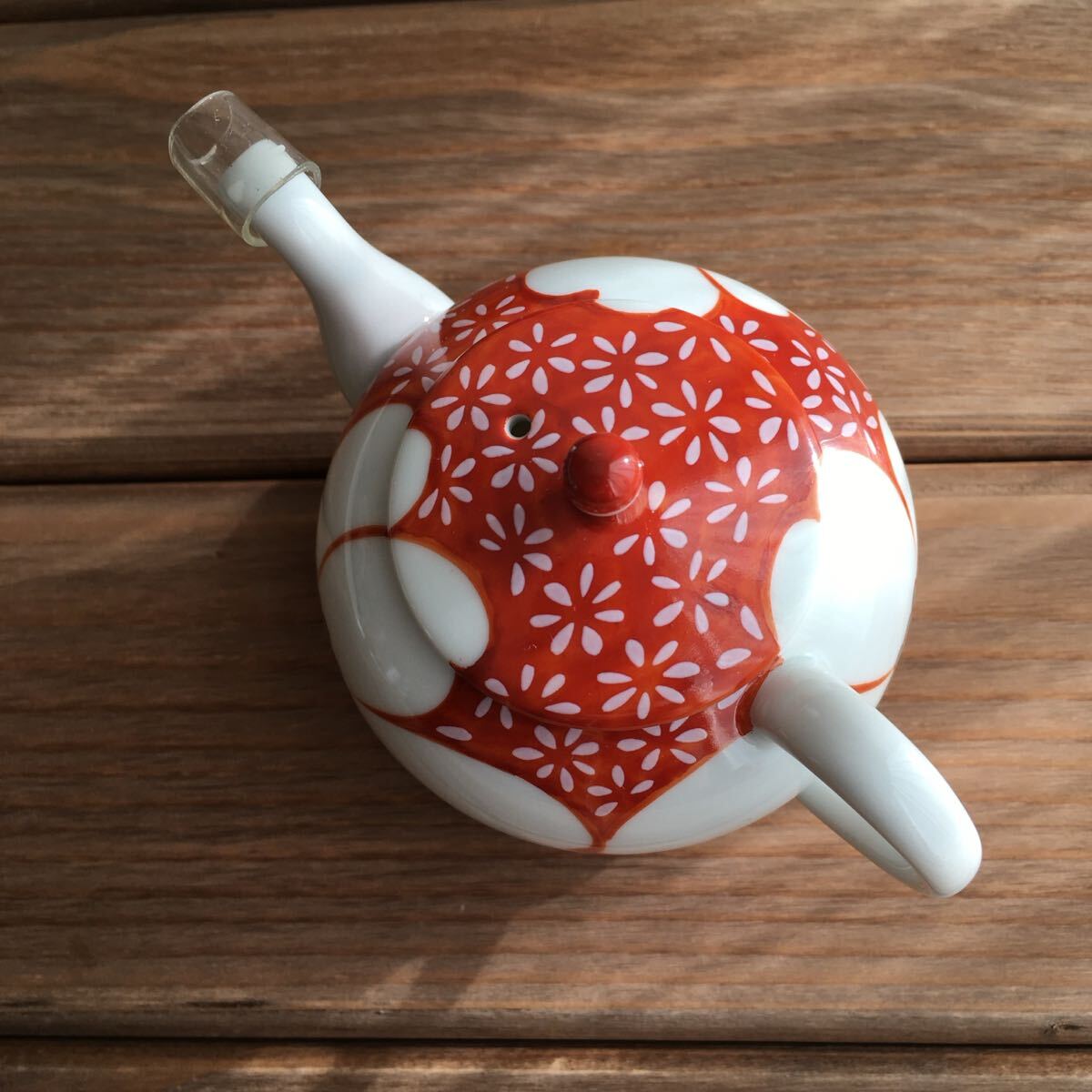 有田焼香蘭社 赤繪町物語 山茶花醤油差し未使用品_画像4