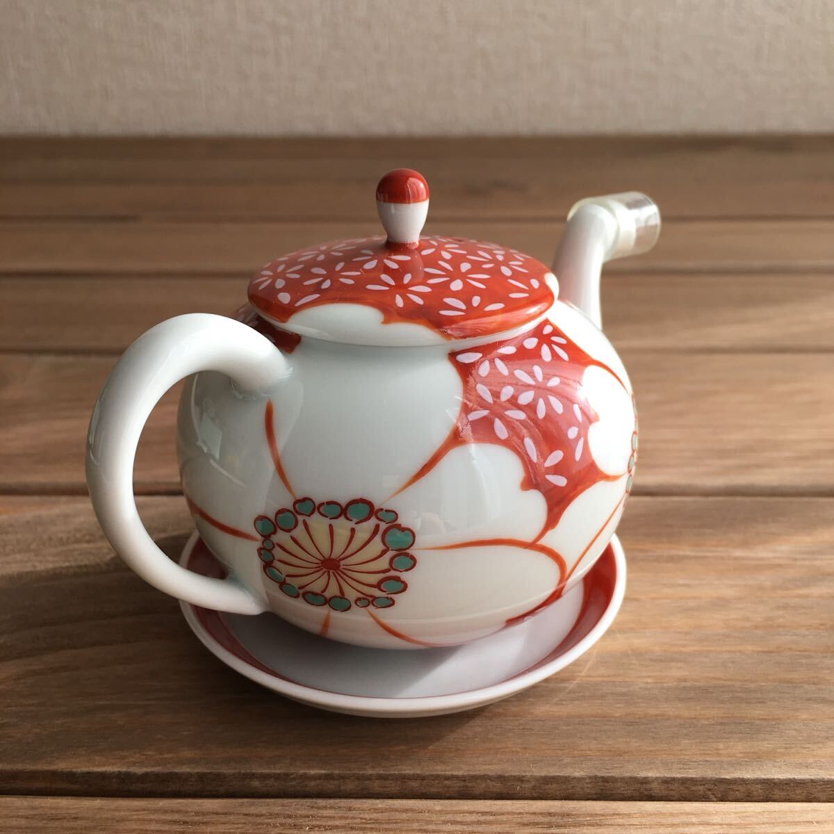 有田焼香蘭社 赤繪町物語 山茶花醤油差し未使用品_画像5