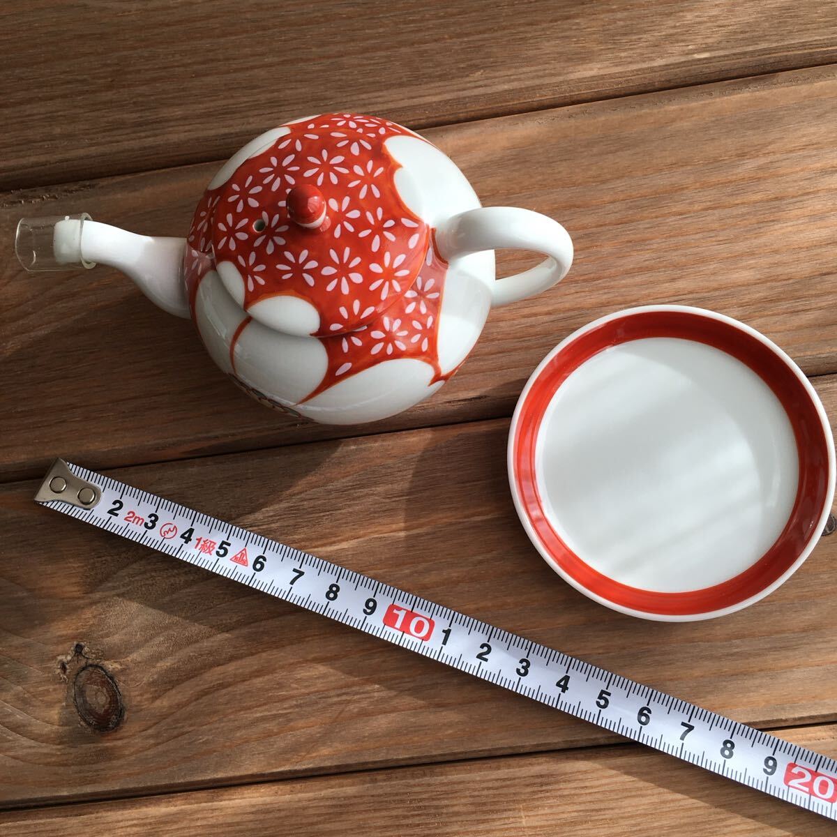 有田焼香蘭社 赤繪町物語 山茶花醤油差し未使用品_画像6