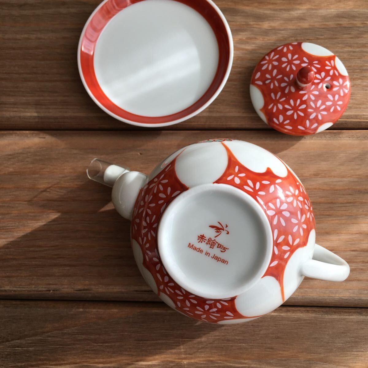 有田焼香蘭社 赤繪町物語 山茶花醤油差し未使用品_画像7