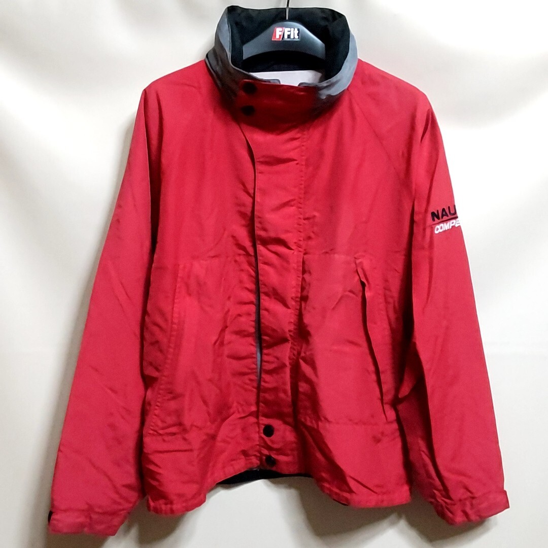 C7 NAUTICA 赤色 L ノーティカ ナイロン ジャケット パーカー アウター アウトドア ビンテージ ヴィンテージ アメリカ USA 古着 メンズ 90s_画像1