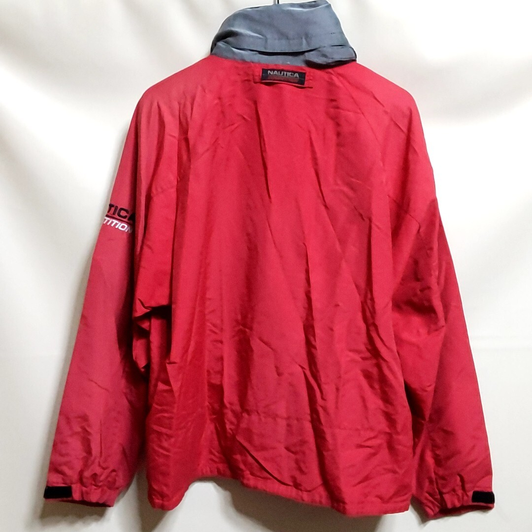 C7 NAUTICA 赤色 L ノーティカ ナイロン ジャケット パーカー アウター アウトドア ビンテージ ヴィンテージ アメリカ USA 古着 メンズ 90s_画像2