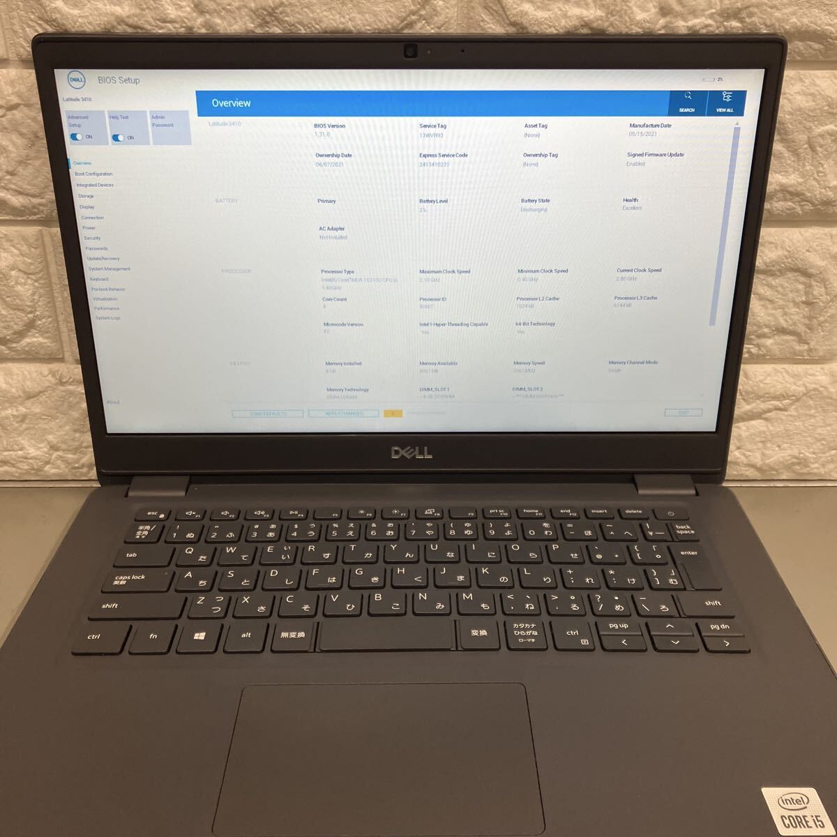 G162 DELL Latitude 3410 P129G Core i5 10210U メモリ 8GB _画像2
