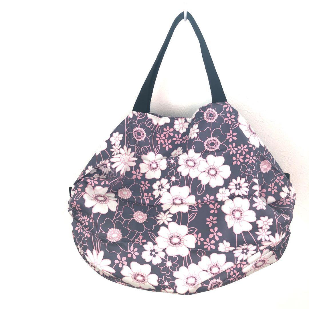  легко складывается эко-сумка разом татами .. эко-сумка цветочный принт серый × розовый 
