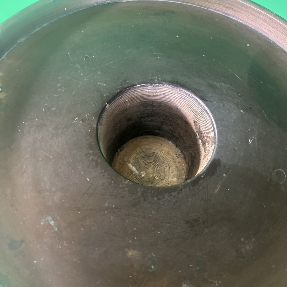 華道具　薄端　骨董　アンティーク　旧家蔵出し　中国　唐物　銅製　花器 池坊薄端 うすばた 水盤 花器 花道具 華道　生花　生け花　現状品_画像7