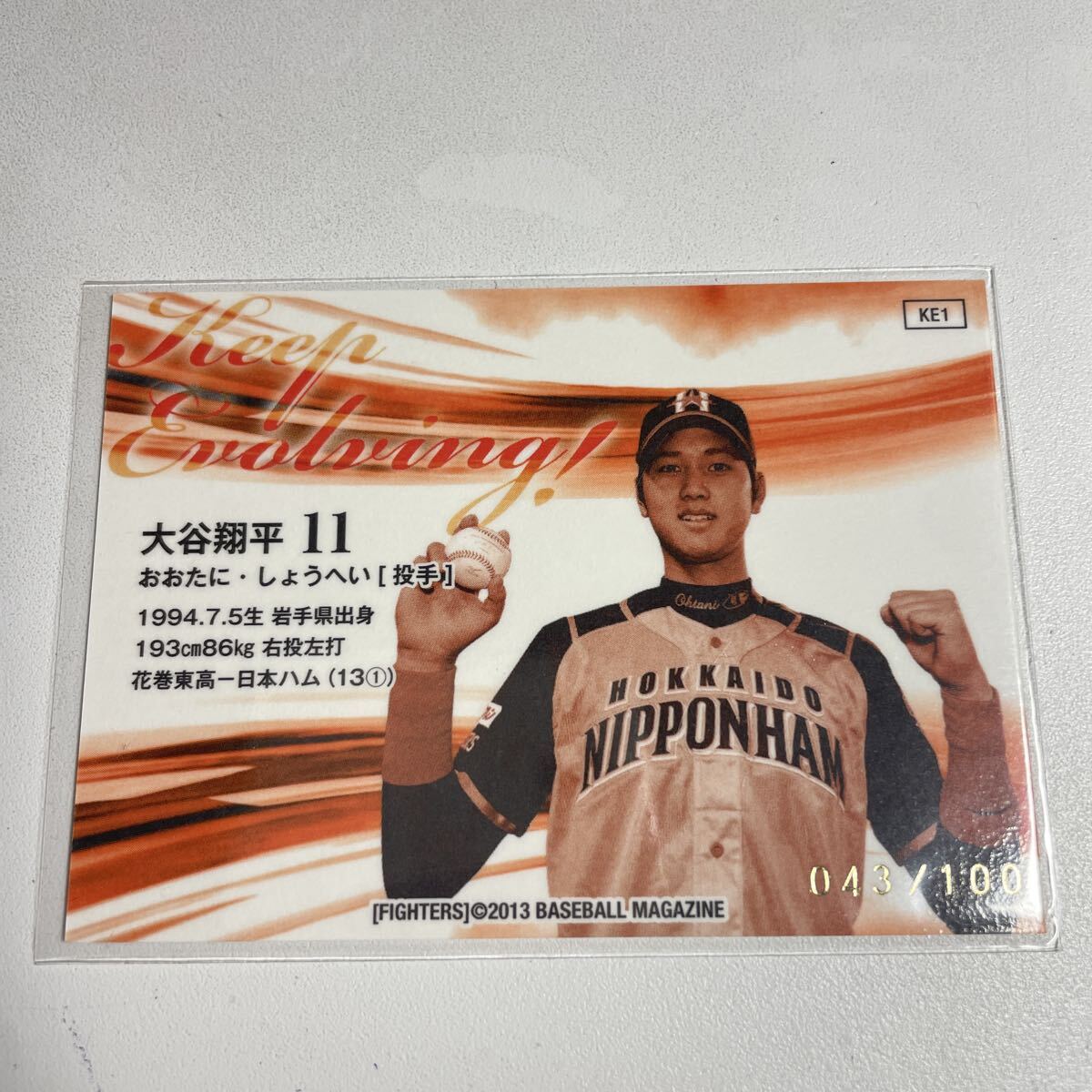 *100 листов ограничение большой . sho flat Hokkaido Nippon-Ham Fighters BBM 2013 Keep Evolving ROOKIE Card 100 листов ограничение 2 меч . серийный номер превосходный товар оценка для RC