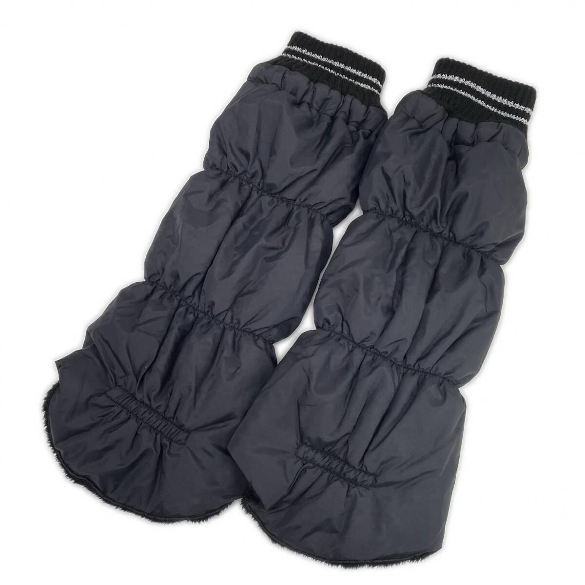 coco 中古 23区ゴルフ 23区GOLF レディース レッグウォーマー 黒 ブラック 内側ボア 履き口ニット レターパックプラス発送可 K014521_画像1