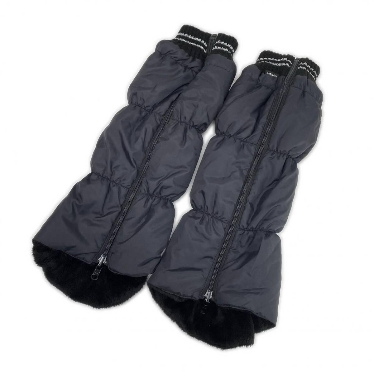 coco 中古 23区ゴルフ 23区GOLF レディース レッグウォーマー 黒 ブラック 内側ボア 履き口ニット レターパックプラス発送可 K014521_画像2