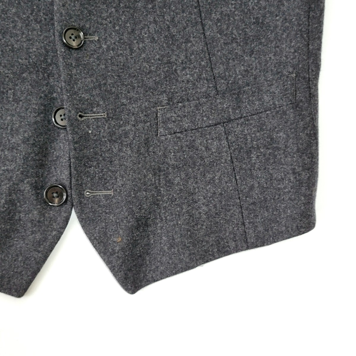 【極美品】超高級 タケオキクチ 秋冬起毛フランネル M 2 ベスト グレー ネクタイパンツスーツテーラードジャケットに○44_画像4