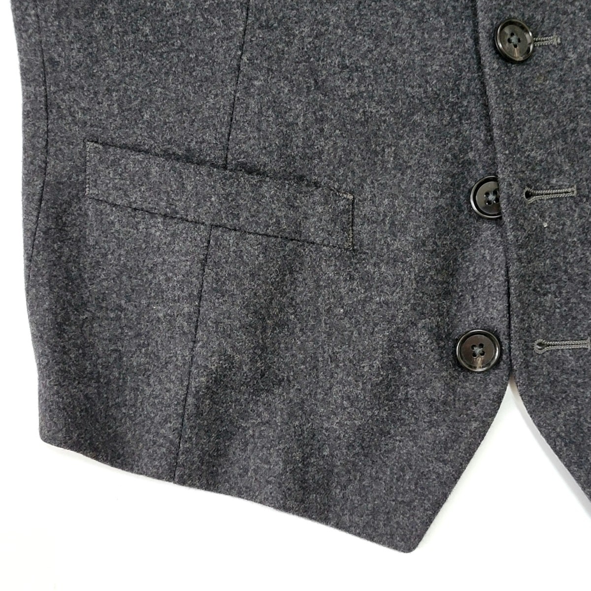 【極美品】超高級 タケオキクチ 秋冬起毛フランネル M 2 ベスト グレー ネクタイパンツスーツテーラードジャケットに○44_画像5