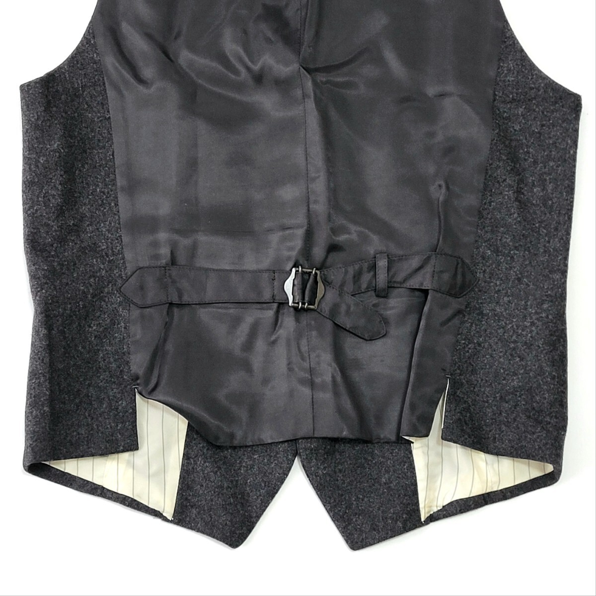 【極美品】超高級 タケオキクチ 秋冬起毛フランネル M 2 ベスト グレー ネクタイパンツスーツテーラードジャケットに○44_画像9