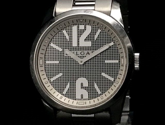 BVLGARI ブルガリ ソロテンポ ST37S 文字盤グレー クオーツ SS 腕時計 メンズ保証書/取扱説明書/ケース/箱あり_画像1