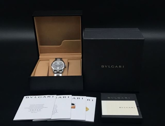 BVLGARI ブルガリ ソロテンポ ST37S 文字盤グレー クオーツ SS 腕時計 メンズ保証書/取扱説明書/ケース/箱あり_画像8