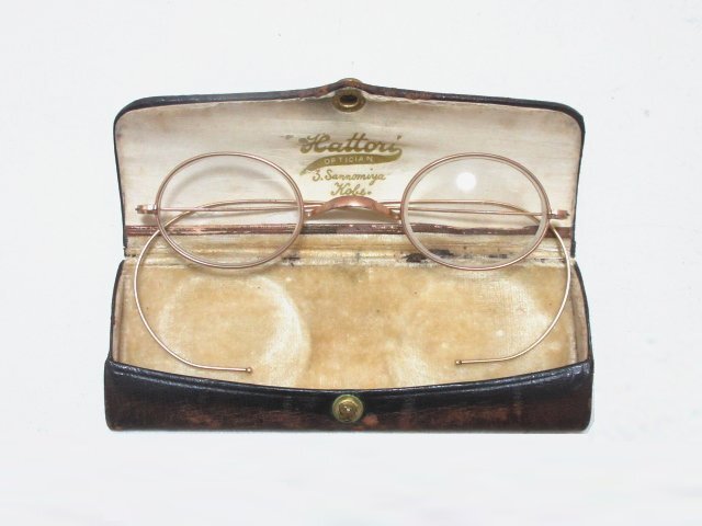 オ440◇ 大正時代 度付き 丸メガネ フルリム 金属フレーム 一山ブリッジ 縄手つる 刻印有 ケース付 / 古眼鏡 ビンテージ 時代物 / 現状渡し_画像5