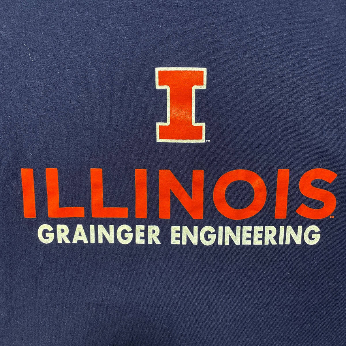 USA 古着 Champion チャンピオン イリノイ大学 カレッジ Tシャツ プリント ネイビー メンズL クルーネック BA2634_画像4