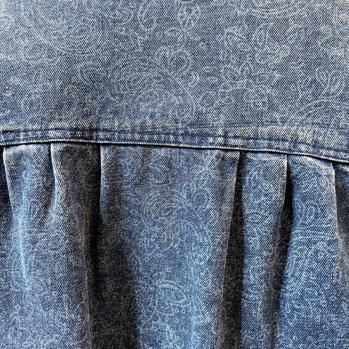 USA 古着 ヴィンテージ スタンドカラー 花柄 デニムジャケット Gジャン ジージャン ネイビー レディースL AE0006_画像7