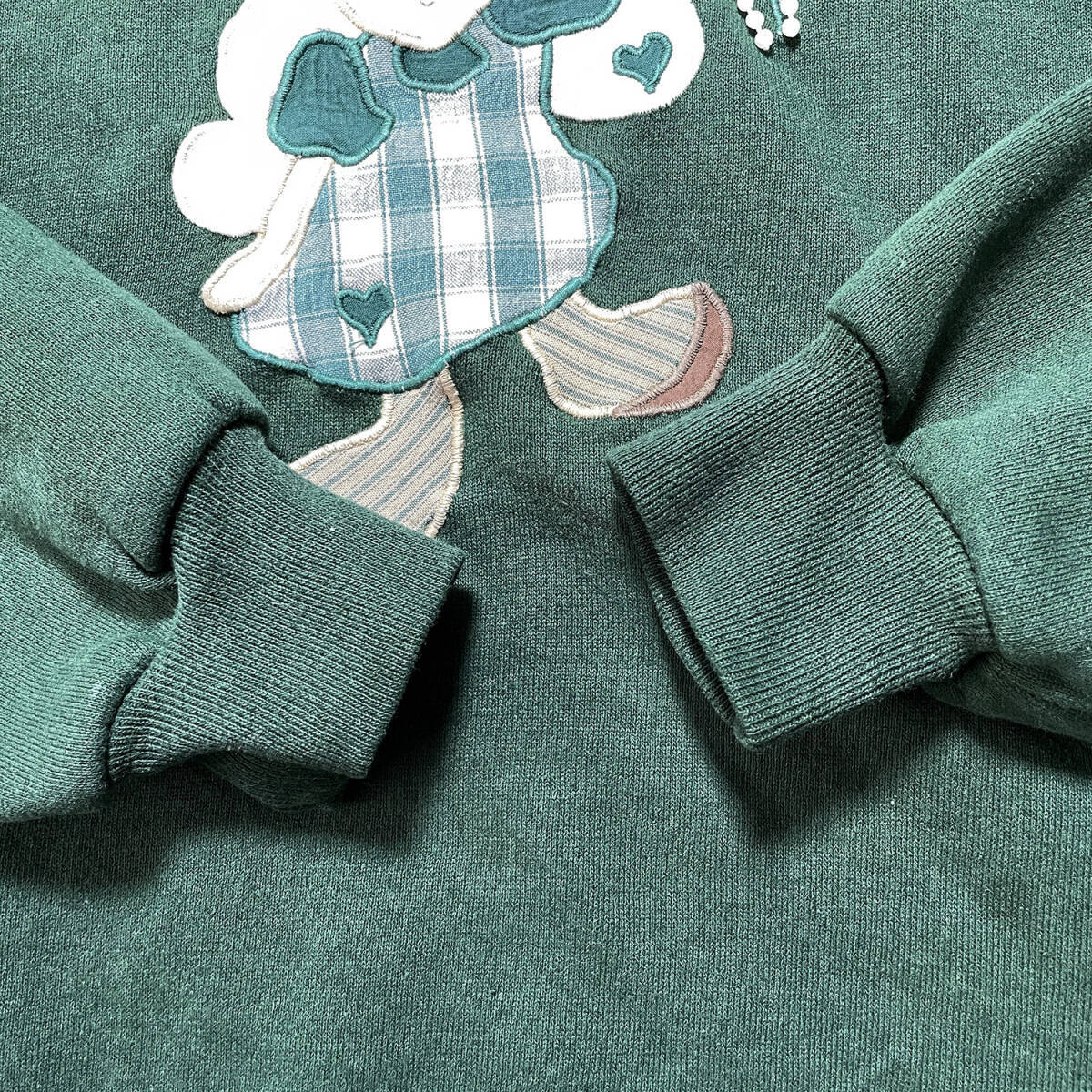 90S USA製 古着 ジャージーズ ヴィンテージ スウェット トレーナー 妖精 フェアリー グリーン 緑 レディースXL BD0422_画像5