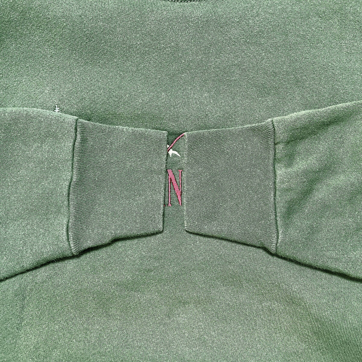 USA 古着 スウェット トレーナー ヘビーコットン キングズキャニオン国立公園 刺繍 クルーネック グリーン BD0423_画像5