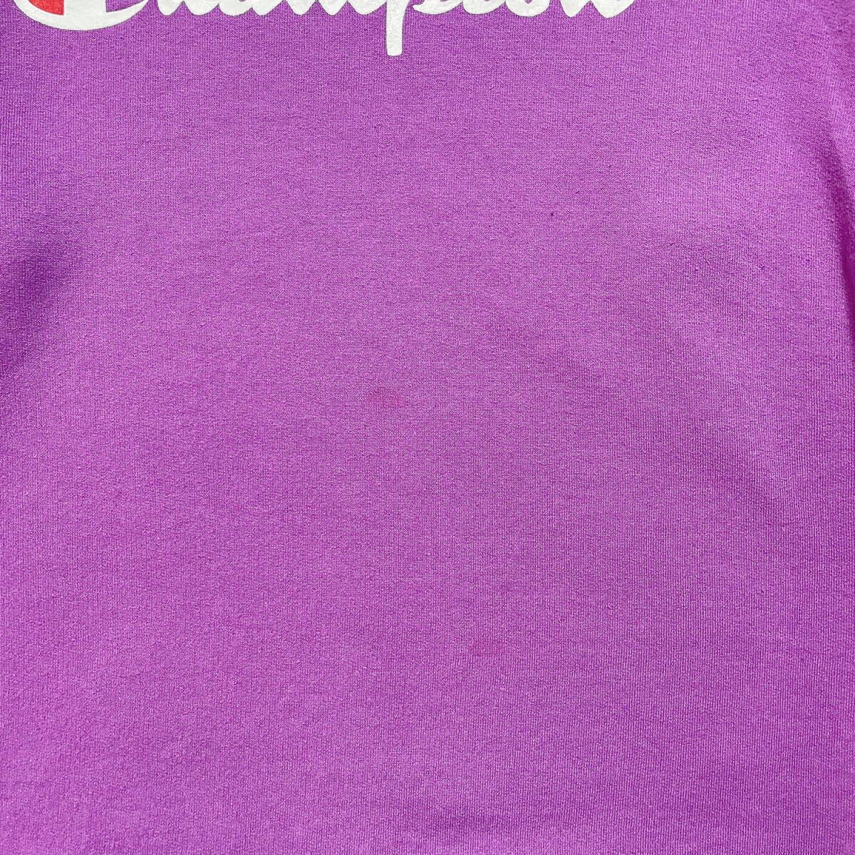 USA 古着 Champion チャンピオン クルーネック 前V スウェット トレーナー プリント ロゴ パープル メンズM BD0432_画像8