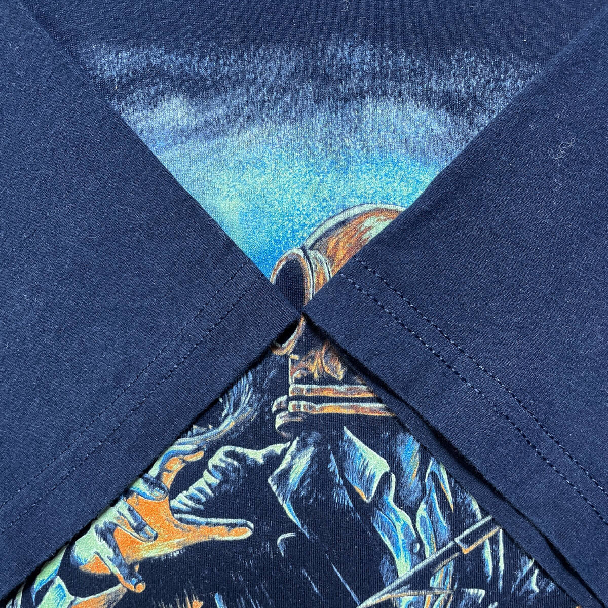 USA 古着 ダイバー サメ Tシャツ プリント ネイビー クルーネック BA2648_画像5
