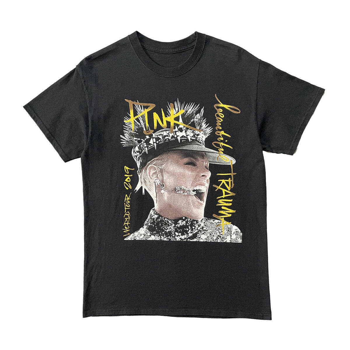 USA 古着 ミュージック Tシャツ Pink ピンク ワールドツアー ライブTシャツ ロックT 両面プリント ブラック BA2659_画像1