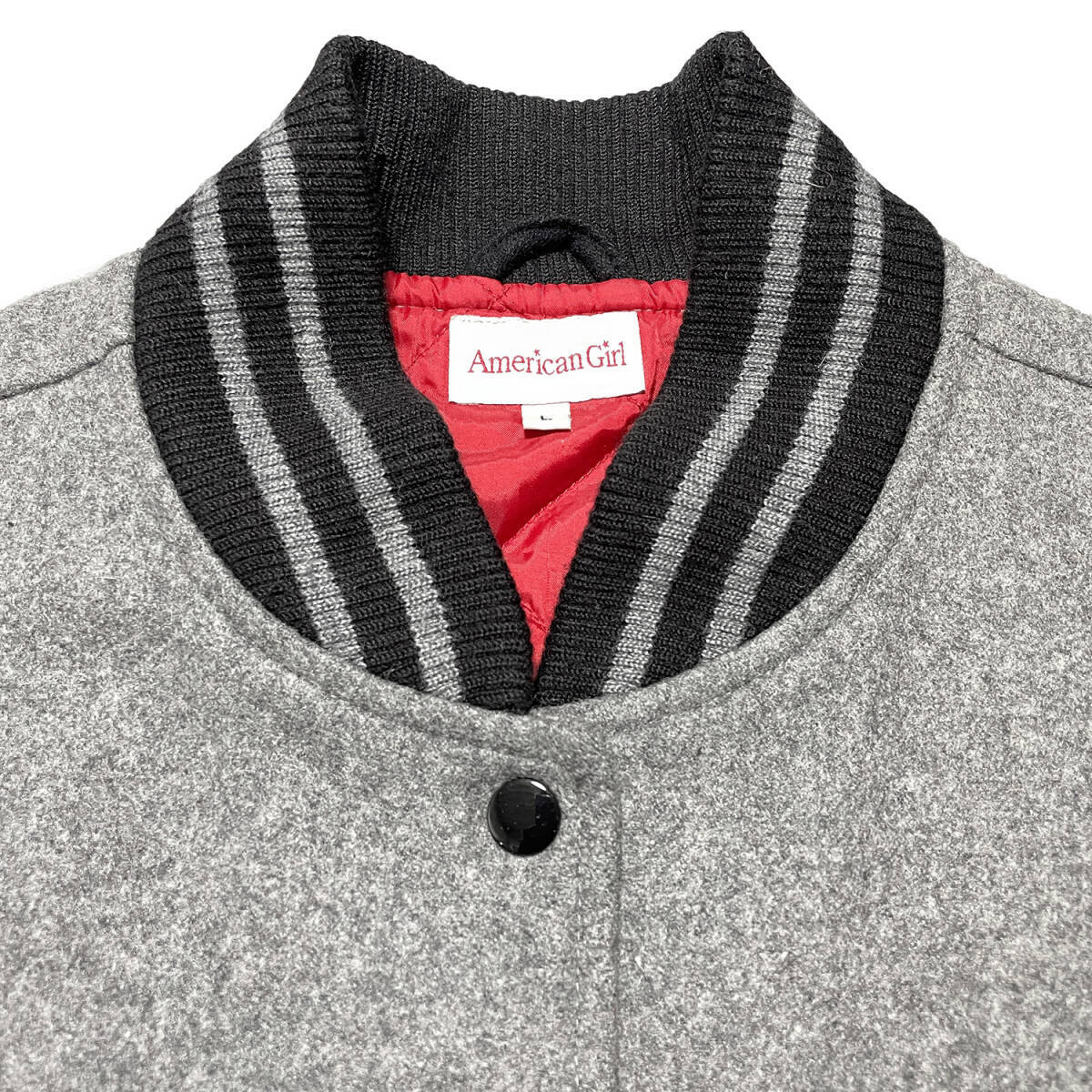 USA 古着 AMERICAN GIRL アメリカンガール ウール スタジャン スタジアムジャケット スタジャン ブルゾン レディースL 中古 AK0090_画像3
