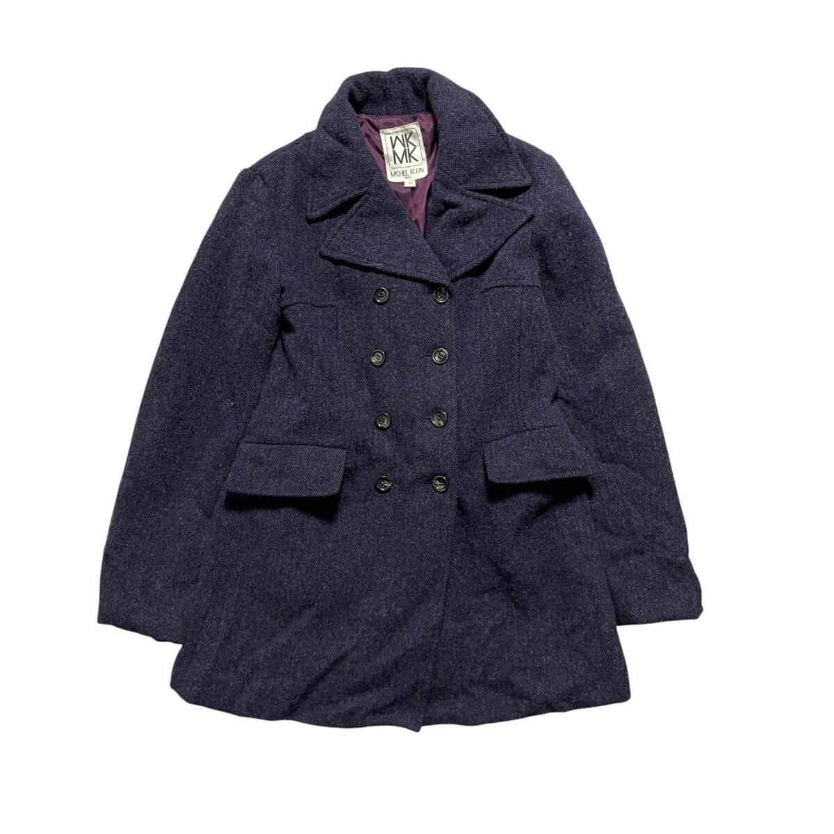 古着 MK MICHEL KLEIN MK ミシェルクラン アウター ピーコート Pコート Pea coat ウール混 パープル レディース 38 AK0091_画像1