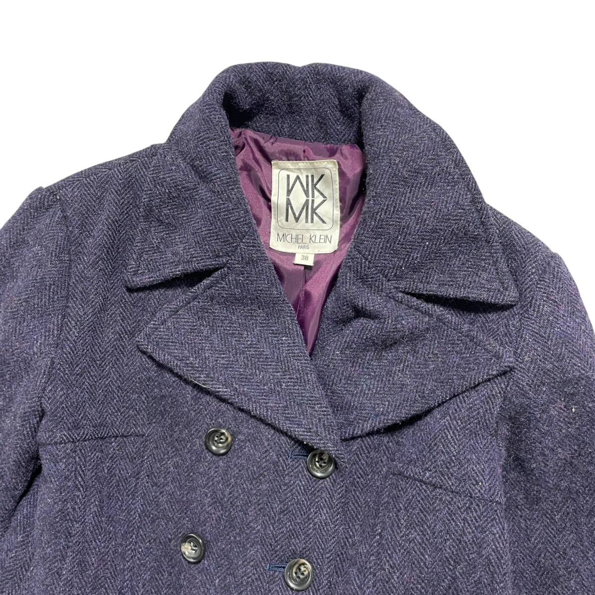 古着 MK MICHEL KLEIN MK ミシェルクラン アウター ピーコート Pコート Pea coat ウール混 パープル レディース 38 AK0091_画像3