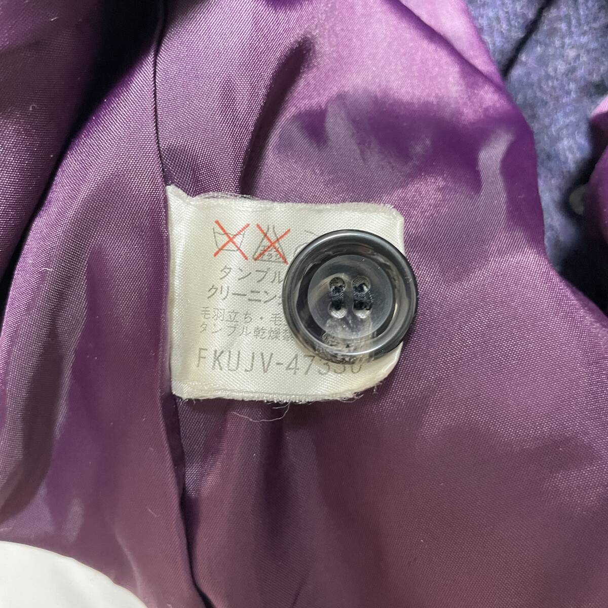 古着 MK MICHEL KLEIN MK ミシェルクラン アウター ピーコート Pコート Pea coat ウール混 パープル レディース 38 AK0091_画像5