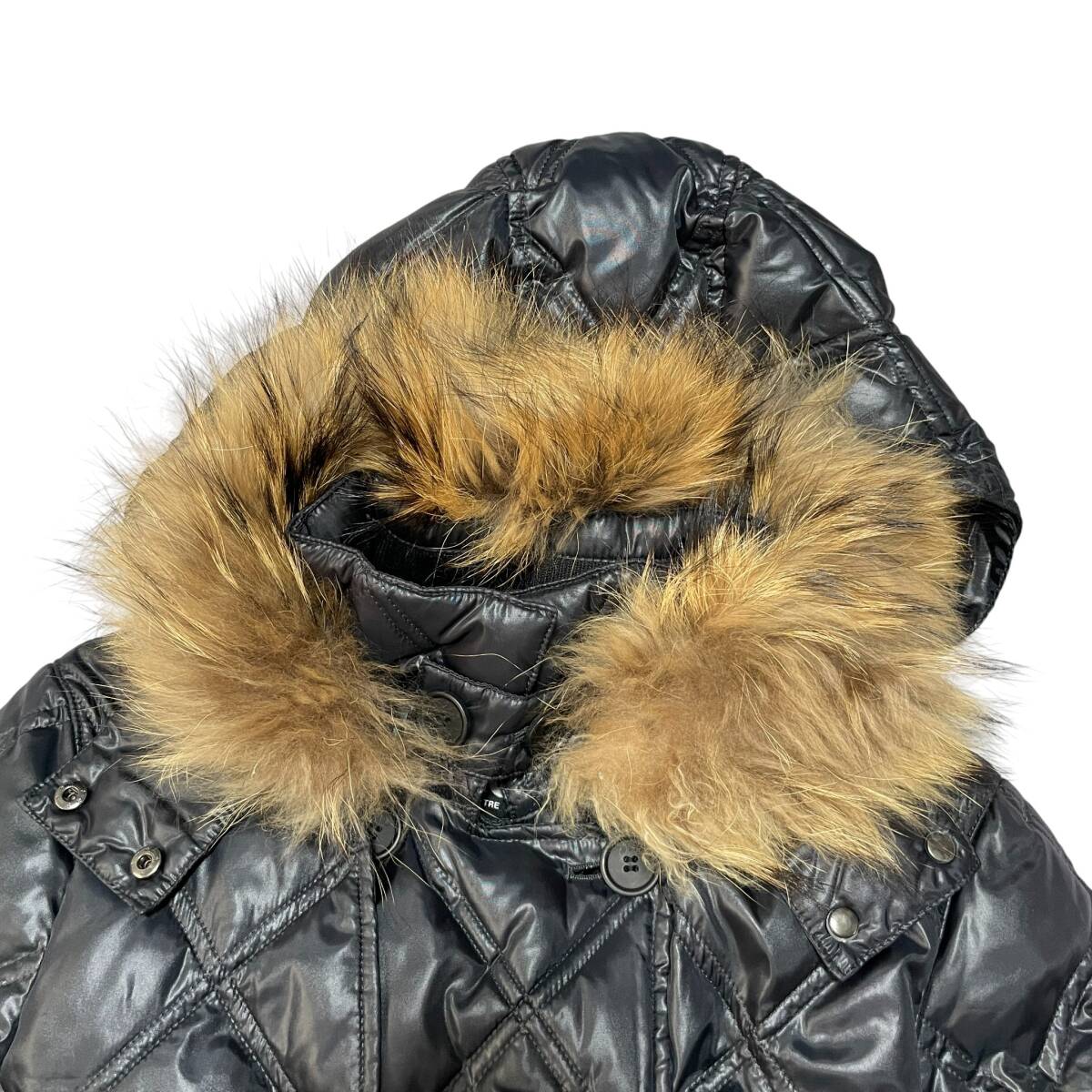 313 TRE UNO TRE トレウノトレ アウター ダウンジャケット ダウンコート ラクーンファー ブラック 黒 レディース42 AK0092_画像3